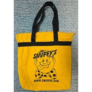 Vintage Smiffy's Yellow Zip Top Tote Bag Cartoon Graphic Novelty Shopping Bag(K)